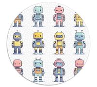 Puzzle rotondo 1000 pezzi Robot Chibi Illustrazione giocosa Puzzle per adulti, gioco stimolante 1000 pezzi (67,5 x 67,5 cm)