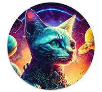 Puzzle rotondo a forma di gatto da 1000 pezzi per adulti, design intricato per adolescenti, decorazioni fai da te e divertimento che stimola la mente (67,5x67,5cm)