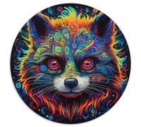 Puzzle rotondo colorato da 1000 pezzi raffigurante un simpatico procione, da 1000 pezzi per adulti, perfetto per decorare casa e ufficio, feste, compleanni e regali di Natale (67,5x67,5cm)