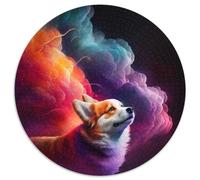 Puzzle rotondo Corgi da 1000 pezzi, 1000 pezzi per adulti, perfetto per decorare casa e ufficio, feste, compleanni e regali di Natale, 67,5x67,5 cm.