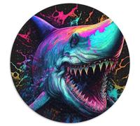 Puzzle rotondo da 1000 pezzi a forma di squalo, puzzle colorati per adulti, ideale per decorare casa e ufficio, regalo perfetto per il compleanno (67,5x67,5cm)