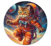 Puzzle rotondo da 1000 pezzi "Astro Cat in Space" per adulti, perfetto per decorazioni per la casa, compleanni, feste e regali (67,5x67,5cm)