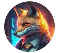 Puzzle rotondo da 1000 pezzi Boss Fox in Suit, puzzle di carta per adolescenti, giochi educativi per la famiglia, regalo per la decorazione della casa (67,5x67,5cm)
