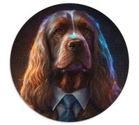 Puzzle rotondo da 1000 pezzi "Boss Golden Retriever" Puzzle da 1000 pezzi perfetto per il divertimento in famiglia a Natale, Ringraziamento, compleanni e Pasqua 67,5x67,5 cm