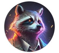 Puzzle rotondo da 1000 pezzi "Boss Raccoon in Suit", puzzle impossibile per adulti, regalo di compleanno, festa, Natale, Halloween (67,5x67,5cm)