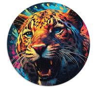 Puzzle rotondo da 1000 pezzi con acquerello e leopardo, perfetto per adolescenti e famiglie, compleanni (67,5x67,5cm)