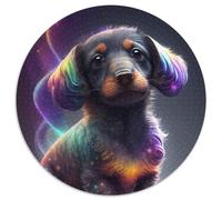 Puzzle rotondo da 1000 pezzi con cucciolo di bassotto, per adulti, perfetto per decorazioni per la casa, compleanni, feste e regali (67,5x67,5cm)