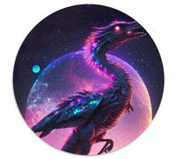 Puzzle rotondo da 1000 pezzi con dinosauri e favole al neon, per adulti, decorazione fai da te, sfida per il cervello, per adulti, famiglia, regalo di Natale, 67,5x67,5 cm