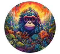 Puzzle rotondo da 1000 pezzi con gorilla colorati, per adulti, perfetto per decorare casa e ufficio, feste, compleanni e regali di Natale (67,5x67,5cm)