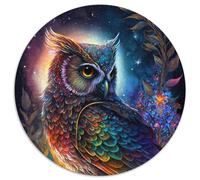 Puzzle rotondo da 1000 pezzi con gufo colorato, perfetto per adolescenti e famiglie, compleanni (67,5x67,5cm)