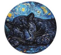 Puzzle rotondo da 1000 pezzi con leopardo nero e cielo notturno, per adulti, perfetto per decorare casa e ufficio, feste, compleanni e regali di Natale (67,5x67,5cm)