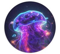 Puzzle rotondo da 1000 pezzi con meduse al neon, 1000 pezzi per adulti, ideale come regalo di Natale e come decorazione per la casa, 67,5x67,5 cm.