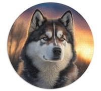 Puzzle rotondo da 1000 pezzi con motivo fantasy Husky, per adulti, perfetto per decorare casa e ufficio, feste, compleanni e regali di Natale, 67,5x67,5 cm.