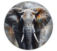 Puzzle rotondo da 1000 pezzi con ritratto di elefante dipinto a olio, per adulti, ideale per decorare casa e ufficio, regalo perfetto per il compleanno (67,5x67,5cm)