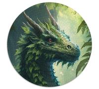 Puzzle rotondo da 1000 pezzi "Drago verde della giungla" per adulti, livello di abilità: principiante, ideale come regalo di compleanno e per le feste (dimensioni 67,5x67,5 cm).