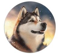 Puzzle rotondo da 1000 pezzi "Fantasy Husky" Puzzle da 1000 pezzi perfetto per il divertimento in famiglia a Natale, Ringraziamento, compleanni e Pasqua 67,5x67,5 cm