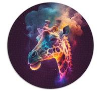 Puzzle rotondo da 1000 pezzi "Giraffa Nebulosa" per adulti, perfetto per decorare casa e ufficio, feste, compleanni e regali di Natale, 67,5x67,5 cm.