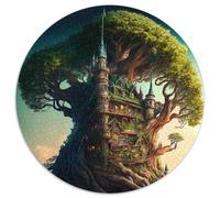 Puzzle rotondo da 1000 pezzi "Il regno delle fiabe" per adulti, perfetto per decorare casa e ufficio, feste, compleanni e regali di Natale (67,5x67,5cm)
