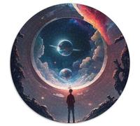 Puzzle rotondo da 1000 pezzi "La porta verso l'ignoto", puzzle impossibili per adulti, giocattoli, regalo educativo, intellettuale, decompressione, divertente, gioco per famiglie (67,5x67,5cm)