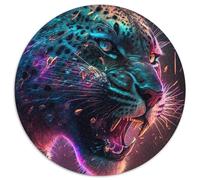 Puzzle rotondo da 1000 pezzi, leopardo nero colorato, puzzle impossibili per adulti, giocattoli, regalo educativo, intellettuale, decompressione, divertente gioco per famiglie (67,5x67,5cm)