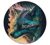 Puzzle rotondo da 1000 pezzi "Lupo nella foresta incantata" per adulti, perfetto per decorazioni per la casa, compleanni, feste e regali (67,5x67,5cm)