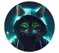 Puzzle rotondo da 1000 pezzi, motivo: gatto al neon, puzzle impossibili per adulti, giocattoli, regalo educativo, intellettuale, divertente, gioco per famiglie (67,5x67,5cm)