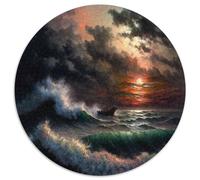 Puzzle rotondo da 1000 pezzi "Oceano in tempesta", puzzle di carta per adolescenti, giochi educativi per la famiglia, regalo per la decorazione della casa (67,5x67,5cm)