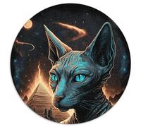 Puzzle rotondo da 1000 pezzi per adulti, bellissimo puzzle in cartone raffigurante un gatto della giungla, rilassante e divertente, perfetto regalo di Natale e decorazione per la casa (67,5x67,5cm)