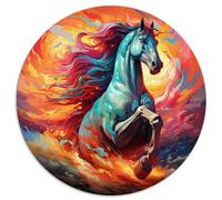 Puzzle rotondo da 1000 pezzi per adulti e bambini, puzzle circolare "cavallo arcobaleno", adulti e bambini dai 12 anni in su, puzzle in cartone, regalo di compleanno, regali per adulti.
