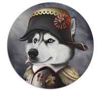 Puzzle rotondo da 1000 pezzi per adulti, motivo: Husky, Imperatore Napoleone, puzzle impossibili per adulti, regalo per la casa, gioco rompicapo (67,5x67,5cm)