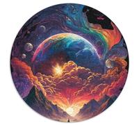 Puzzle rotondo da 1000 pezzi per adulti, pianeta colorato che esplode, puzzle impossibili per adulti, regalo per la casa, gioco rompicapo (67,5x67,5cm)