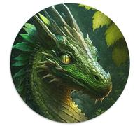 Puzzle rotondo da 1000 pezzi raffigurante il drago verde della giungla, da 1000 pezzi per adulti, rompicapo stimolante, giocattolo rilassante per adolescenti, 67,5x67,5 cm