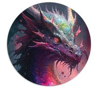 Puzzle rotondo da 1000 pezzi raffigurante un drago volante dipinto Perfetto per il divertimento in famiglia a Natale, Ringraziamento, compleanni e Pasqua (67,5x67,5cm)