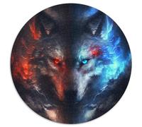 Puzzle rotondo da 1000 pezzi raffigurante un lupo fantasy, 1000 pezzi per adulti, perfetto per decorare casa e ufficio, feste, compleanni e regali di Natale, 67,5x67,5 cm.