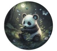 Puzzle rotondo da 1000 pezzi raffigurante un panda fantasy, per adulti, perfetto per decorare casa e ufficio, feste, compleanni e regali di Natale, 67,5x67,5 cm.