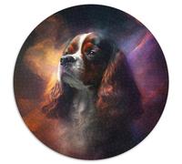 Puzzle rotondo da 1000 pezzi raffigurante un Re Carlo Spaniel, per adulti, dal design intricato per adolescenti, decorazioni fai da te e divertimento che stimola la mente, 67,5x67,5 cm.