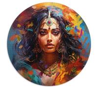 Puzzle rotondo da 1000 pezzi raffigurante una principessa indiana, idea regalo per adolescenti, stimolante rompicapo per famiglie, regalo fai da te per la casa 67,5x67,5 cm