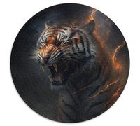 Puzzle rotondo da 1000 pezzi raffigurante una tigre fantasy. Perfetto per il divertimento in famiglia a Natale, Ringraziamento, compleanni e Pasqua. Dimensioni: 67,5x67,5 cm.