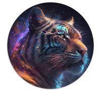 Puzzle rotondo da 1000 pezzi "Space Cosmic Tiger", per adulti, design intricato per adolescenti, decorazioni fai da te e divertimento per stimolare il cervello (67,5x67,5cm)