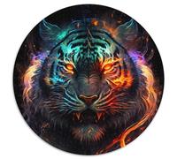 Puzzle rotondo da 1000 pezzi "Space Cosmic Tiger" per adulti, gioco interattivo per famiglie, decorazione fai da te per la casa, stimolante rompicapo regalo (67,5x67,5cm)