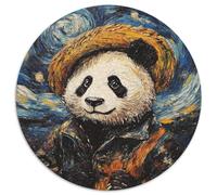 Puzzle rotondo da 1000 pezzi "Van Gogh Panda" per adulti, ideale come regalo di Natale e come decorazione per la casa (dimensioni 67,5x67,5 cm).