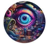 Puzzle rotondo in cartone Big Eyes da 1000 pezzi per adulti, Halloween, Pasqua e Capodanno 67,5x67,5 cm