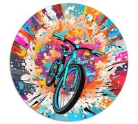 Puzzle rotondo in cartone colorato a forma di bicicletta da 1000 pezzi per adulti, Halloween, Pasqua e Capodanno 67,5x67,5 cm