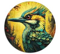 Puzzle rotondo in cartone colorato a forma di picchio da 1000 pezzi per adulti, design intricato per adolescenti, decorazioni fai da te e divertimento che stimola la mente 67,5x67,5 cm