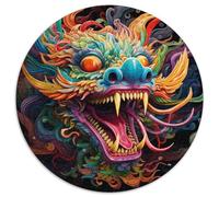 Puzzle rotondo in cartone colorato raffigurante un drago cinese,da 1000 pezzi,per adulti,dal design intricato per adolescenti,decorazioni fai da te e divertimento che stimola la mente 67,5x67,5 cm