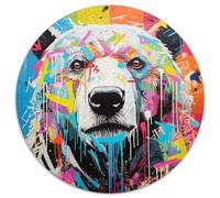 Puzzle rotondo in cartone con graffiti di orso polare, 1000 pezzi, sfida per la mente, regalo perfetto per adolescenti e arredamento per la casa 67,5x67,5 cm