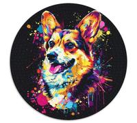Puzzle rotondo in cartone Corgi da 1000 pezzi per adolescenti e famiglie, perfetto come decorazione fai da te e come sfida per stimolare la mente (dimensioni 67,5x67,5 cm)