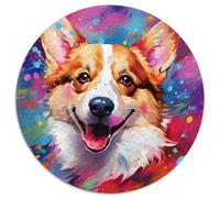 Puzzle rotondo in cartone Corgi da 1000 pezzi per adolescenti e famiglie, perfetto come decorazione fai da te e come sfida per stimolare la mente (dimensioni 67,5x67,5 cm)