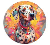Puzzle rotondo in cartone da 1000 pezzi raffigurante i dalmata, per adolescenti e famiglie, perfetto come decorazione fai da te e come sfida per stimolare la mente (dimensioni 67,5x67,5 cm)