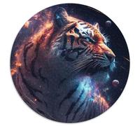 Puzzle rotondo in cartone da 1000 pezzi raffigurante una tigre fantasy, per adolescenti e famiglie, perfetto come decorazione fai da te e come sfida per il cervello (dimensioni 67,5x67,5 cm)